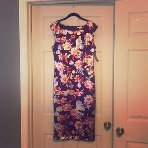 Metallic Floral Cocktail/Work Dress (Small)